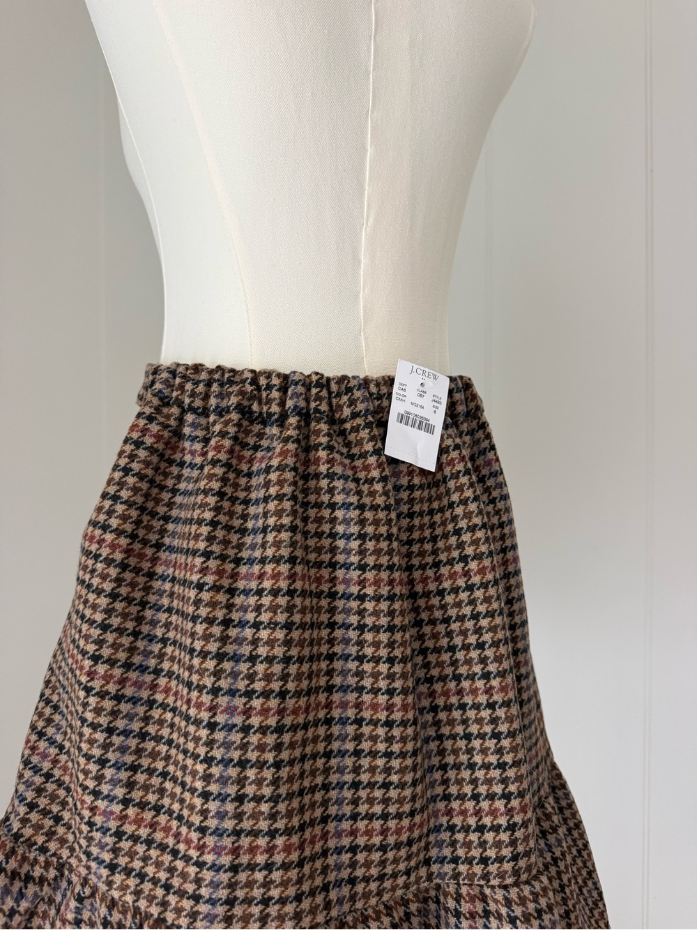 NWT J. Crew Brown Multi Houndstooth Ruffle Hem Mini Skirt - Picture 5 of 5
